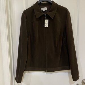 NWT Casual Corner ANNEX ladies brown zip lightweight jacket‎ size 16